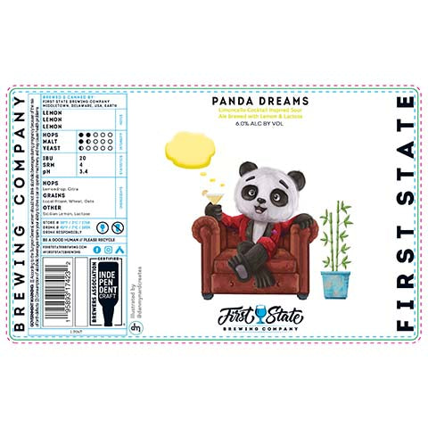 First State Panda Dreams Sour Ale by First State Brewing company, beer label
