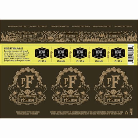pFriem Citrus Zest IPA by PFriem Family Brewers, beer label