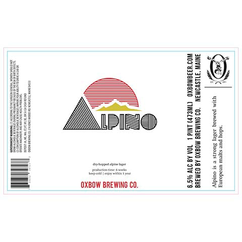 Oxbow Alpino Lager by Oxbow Brewing Co, beer label