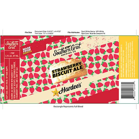Southern Grist Strawberry Biscuit Ale by Southern Grist Brewing Company, beer label