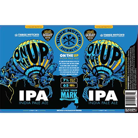 Three Notch'd On The Up IPA by Three Notch'd Brewing Company, beer label