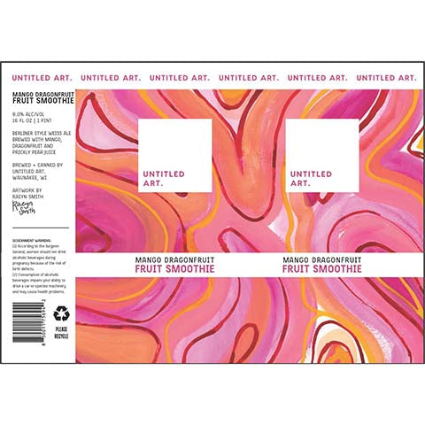 Untitled Art Mango Dragonfruit Fruit Smoothie Berliner Weisse Ale by Untitled Art, beer label