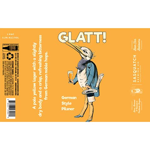 Sasquatch Glatt! German Style Pilsner by Sasquatch Brewery, beer label
