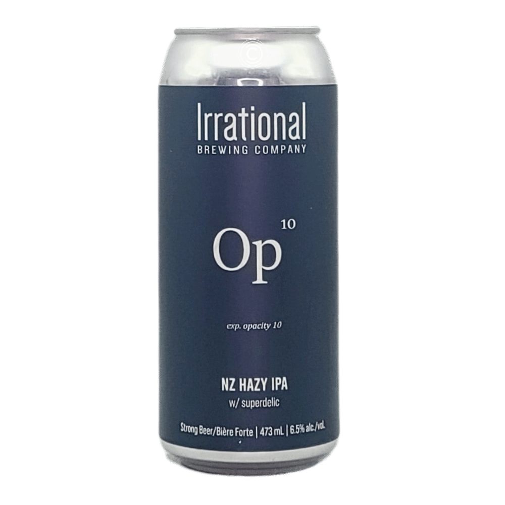 Exp. Opacity #10: NZ Hazy IPA by Irrational Brewing Company, beer label