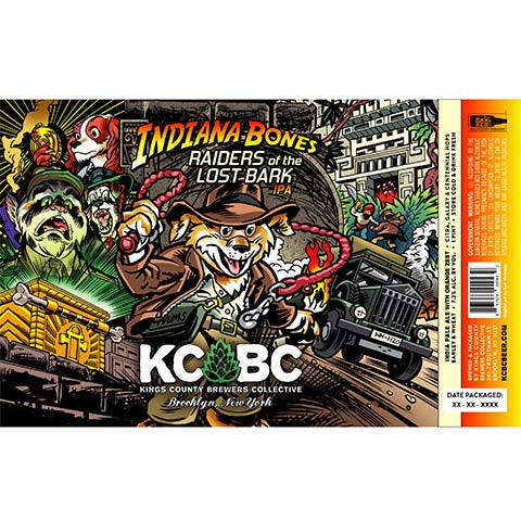 Kings County Brewers Collective Indiana Bones Raiders of the Lost Bark IPA by Kings County Brewers Collective, beer label