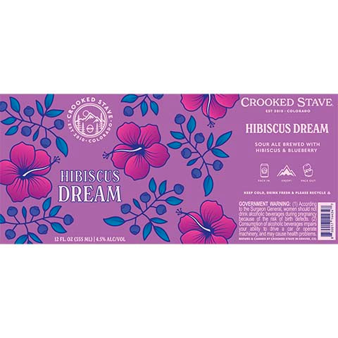 Crooked Stave Hibiscus Dream Sour by Crooked Stave Artisan Beer Project, beer label
