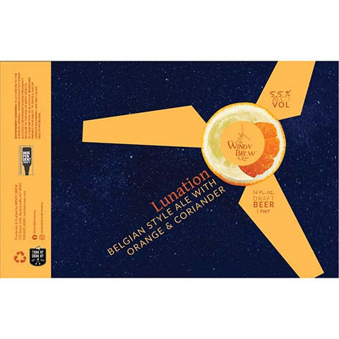 Windy Lunation Belgian Ale by Windy Brew, beer label