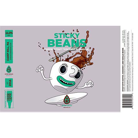 Ever Grain Sticky Beans Coffee Stout (Coconut & Vanilla) by Ever Grain Brewing Co, beer label