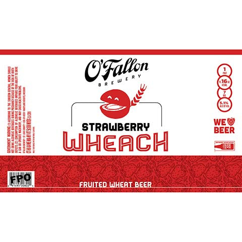 O'Fallon Strawberry Wheach Fruited Wheat Beer by O'Fallon Brewery, beer label