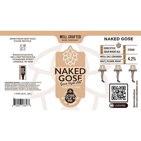 Well Crafted Naked Gose by Well Crafted Beer Co., beer label
