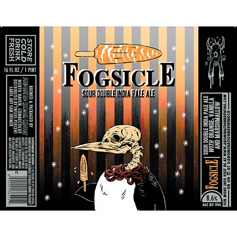 Abomination Fogsicle Sour DIPA (Orange, Vanilla, Marshmallow ) by Abomination Brewing Company, beer label