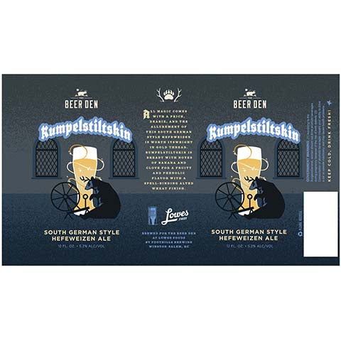 The Beer Den Rumpelstiltskin Hefeweizen Ale by The Beer Den Cavern, beer label