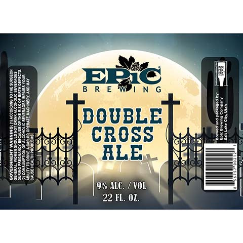 Epic Double Cross Ale by Epic Brewing Company, beer label
