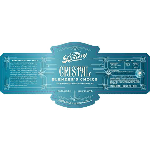 Bruery Cristal Blender's Choice Anniversary Ale by The Bruery, beer label
