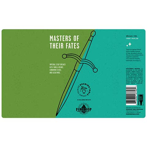 Roaring Table Masters of Their Fates Imperial Stout by Roaring Table Brewing, beer label