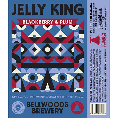 Bellwoods Jelly King Blackberry & Plum Sour Ale by Bellwoods Brewery, beer label