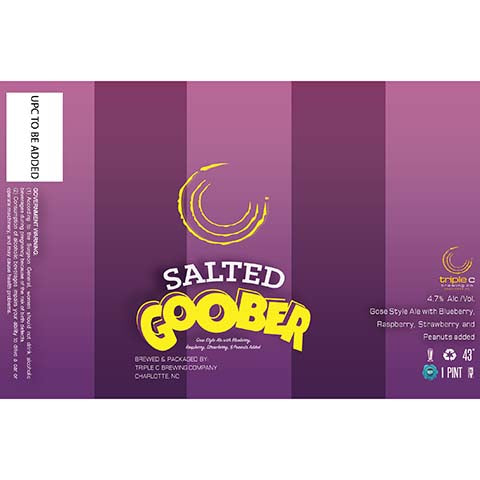 Triple C Salted Goober Gose Style Ale by Triple C Brewing, beer label