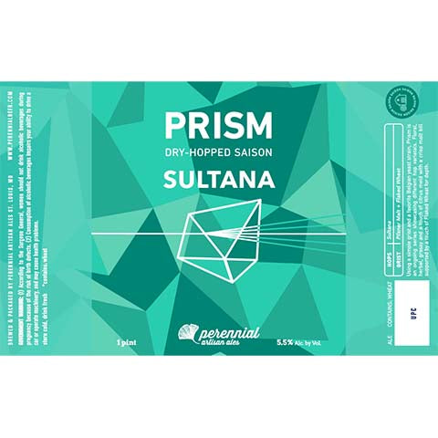 Perennial Prism Sultana Saison Ale by Perennial Artisan Ales, beer label