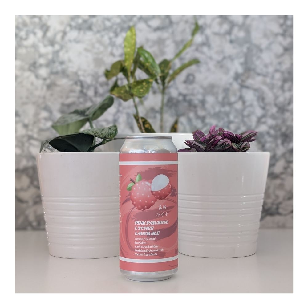 Pink Paradise Lychee Lagered Ale by Hermit's Brewery, beer label