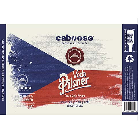 Caboose Voda Pilsner by Caboose Brewing Co., beer label