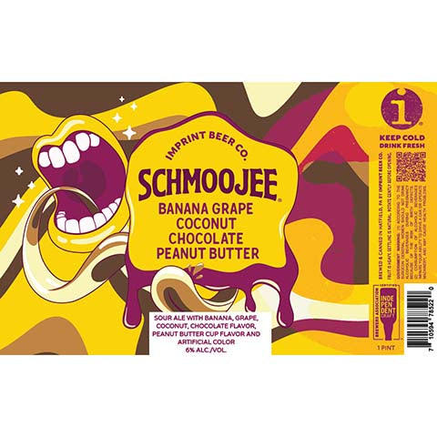 Imprint Schmoojee Banana, Grape, Coconut, Chocolate, and Peanut Butter Sour by Imprint Beer Company, beer label