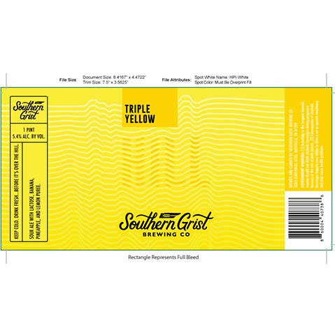 Southern Grist Triple Yellow Sour Ale by Southern Grist Brewing Company, beer label