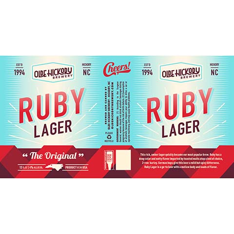 Olde Hickory Ruby Lager by Olde Hickory Brewery, beer label