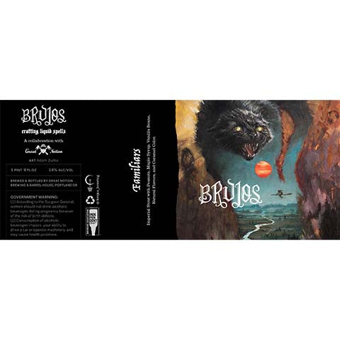 Brujos Familiars Imperial Stout by Brujos Crafting Liquid Spells, beer label