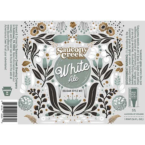 Saucony Creek White Ale by Saucony Creek Brewing Company, beer label