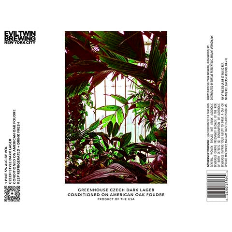 Evil Twin Greenhouse Czech Dark Lager by Evil Twin Brewing, beer label