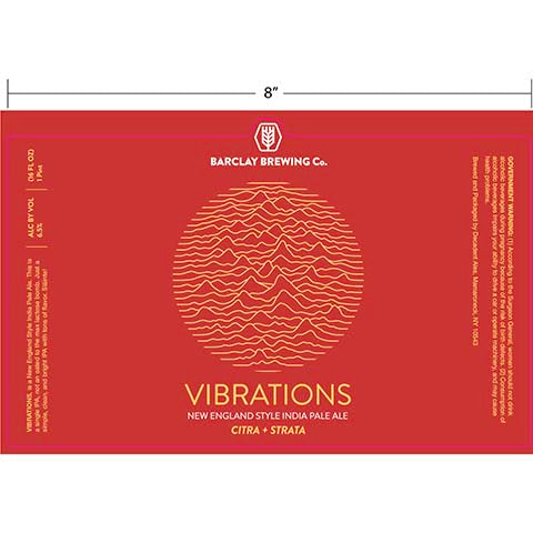 Barclay Vibrations Citra + Strata Hazy IPA by Barclay Brewing Co., beer label