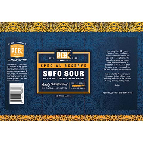 Peconic County Sofo Sour Ale by Peconic County Brewing, beer label