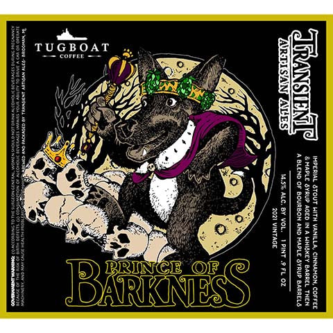 Transient Artisan Ales Prince Of Barkness Imperial Stout by Transient Artisan Ales, beer label