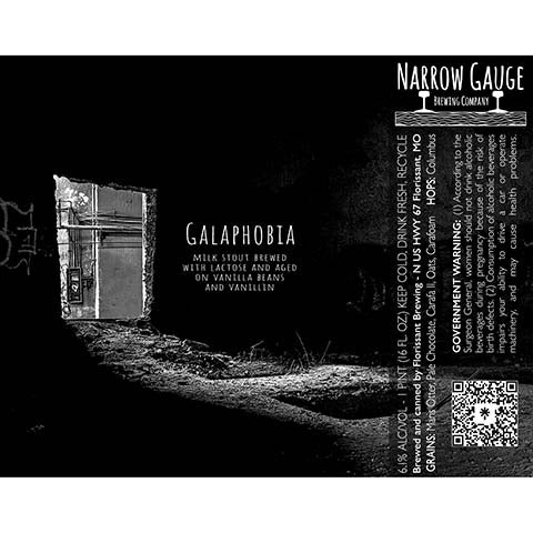 Narrow Gauge Galaphobia Stout by Florissant Brewing, beer label