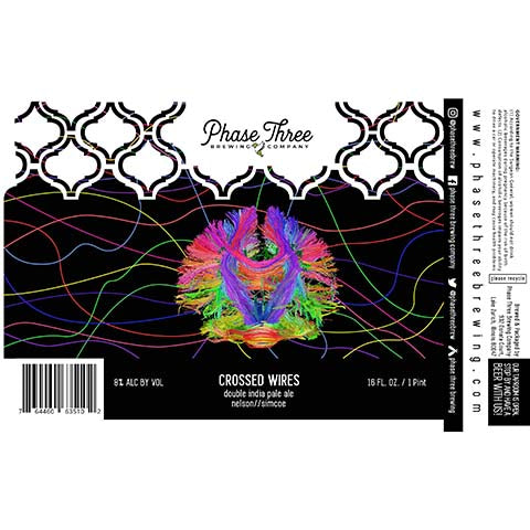 Phase Three Crossed Wires DIPA by Phase Three Brewing Company, beer label