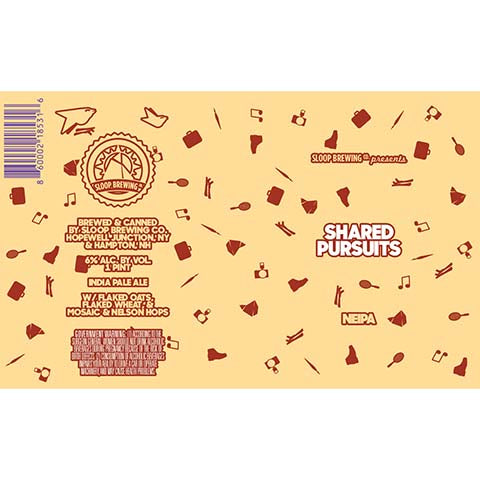 Sloop Shared Pursuits NEIPA by Sloop Brewing, beer label