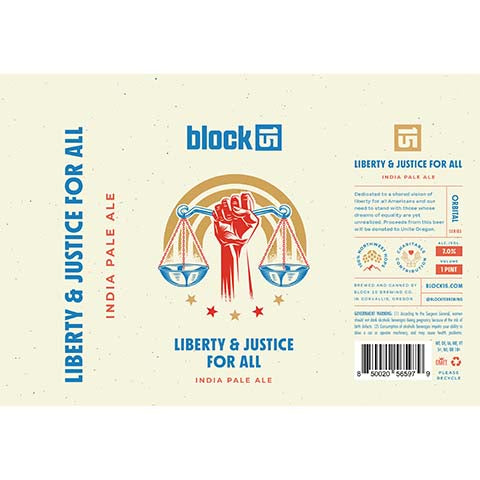 Block 15 Liberty & Justice for All IPA by Block 15, beer label