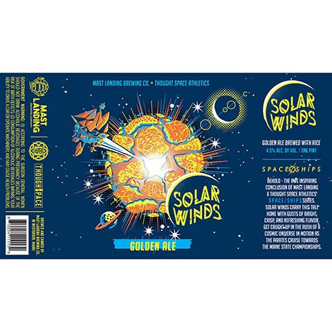 Mast Landing Solar Winds Golden Ale by Mast Landing Brewing Company, beer label