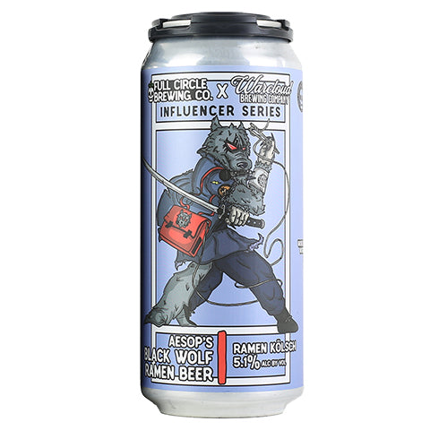 Full Circle/Warcloud Influencer Series: Aesop's Black Wolf Ramen Beer by Full Circle Brewing Co, beer label