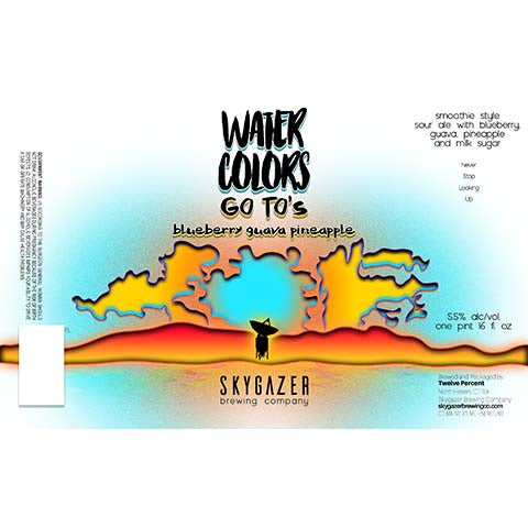 Skygazer Watercolors Go To's Blueberry Guava Pineapple Smoothie Sour Ale by SKYGAZER Brewing Co, beer label