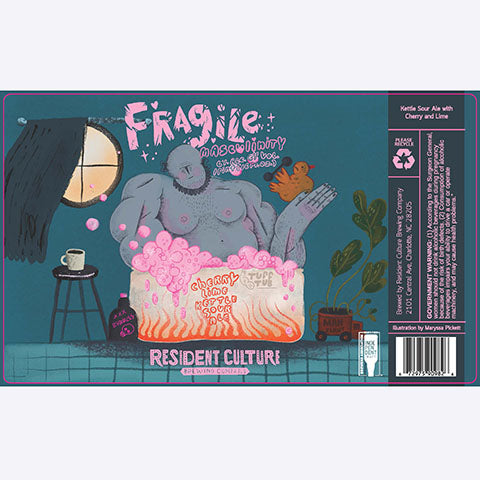 Resident Culture Fragile Masculinity Cherry Lime Kettle Sour Ale by Resident Culture Brewing Company, beer label
