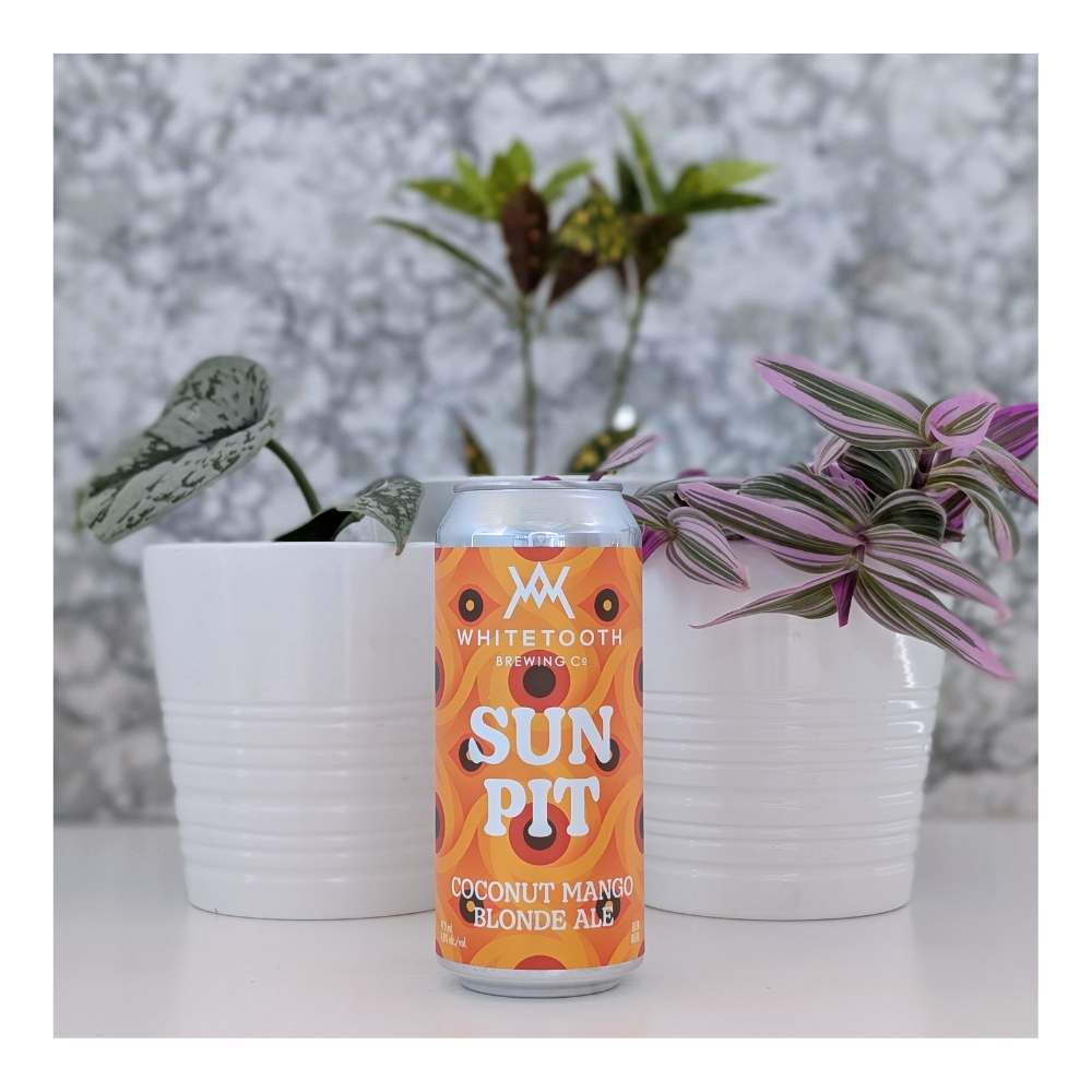 Sunpit (2026) Coconut Mango Blonde Ale by Whitetooth Brewing Co., beer label