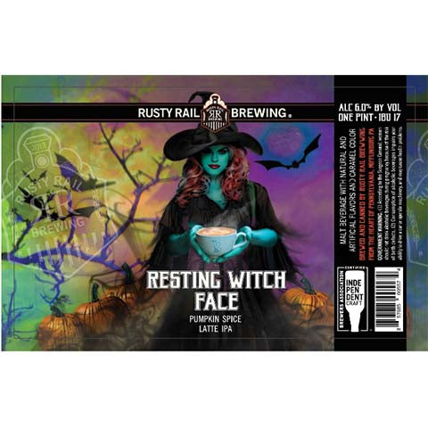 Rusty Rail Resting Witch Face IPA by Rusty Rail Brewing, beer label