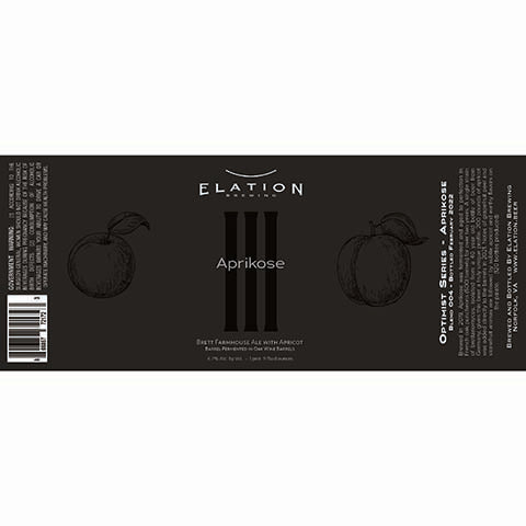 Elation Aprikose Brett Farmhouse Ale by Elation Brewing, beer label