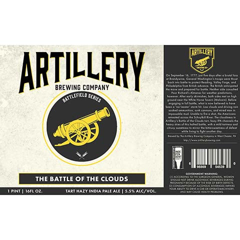 Artillery The Battle of the Clouds Tart Hazy IPA by Artillery Brewing Company, beer label