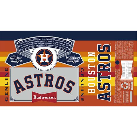 Budweiser H Astros by Anheuser-Busch, beer label