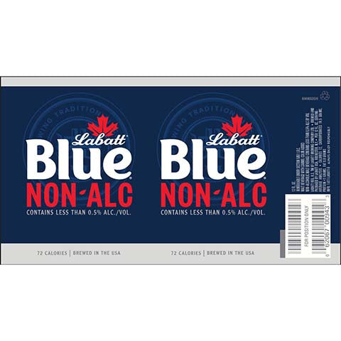 Labatt Blue (Non-Alcoholic) by Labatt Brewing Company, beer label