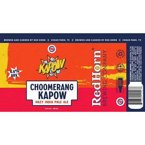 Red Horn Choomerang Kapow Hazy IPA by Red Horn Brewing Co., beer label