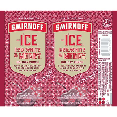 Smirnoff Ice Red, White & Merry Holiday Punch by Smirnoff, beer label