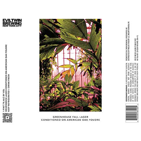 Evil Twin Greenhouse Fall Lager by Evil Twin Brewing, beer label